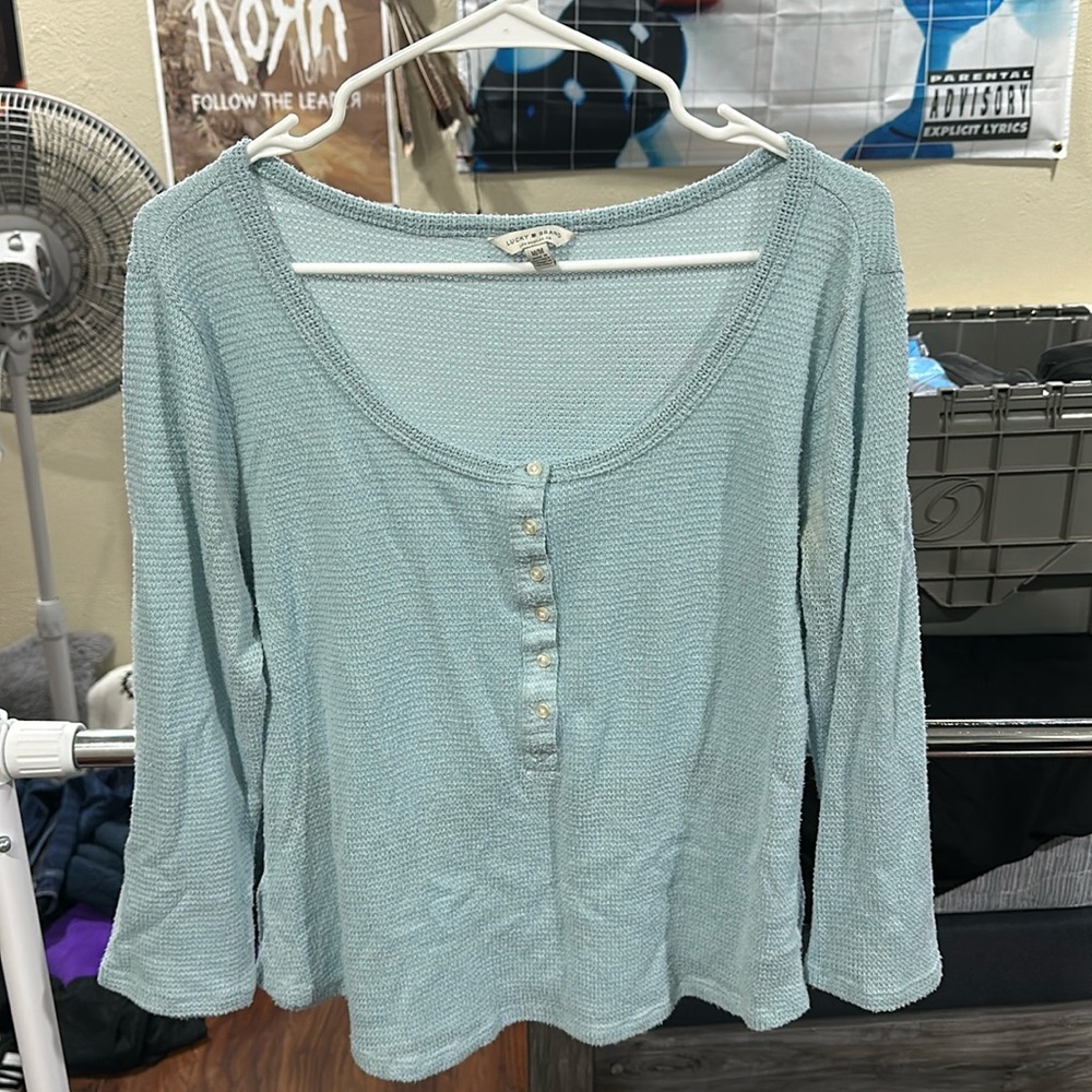 blue lucky brand top button up